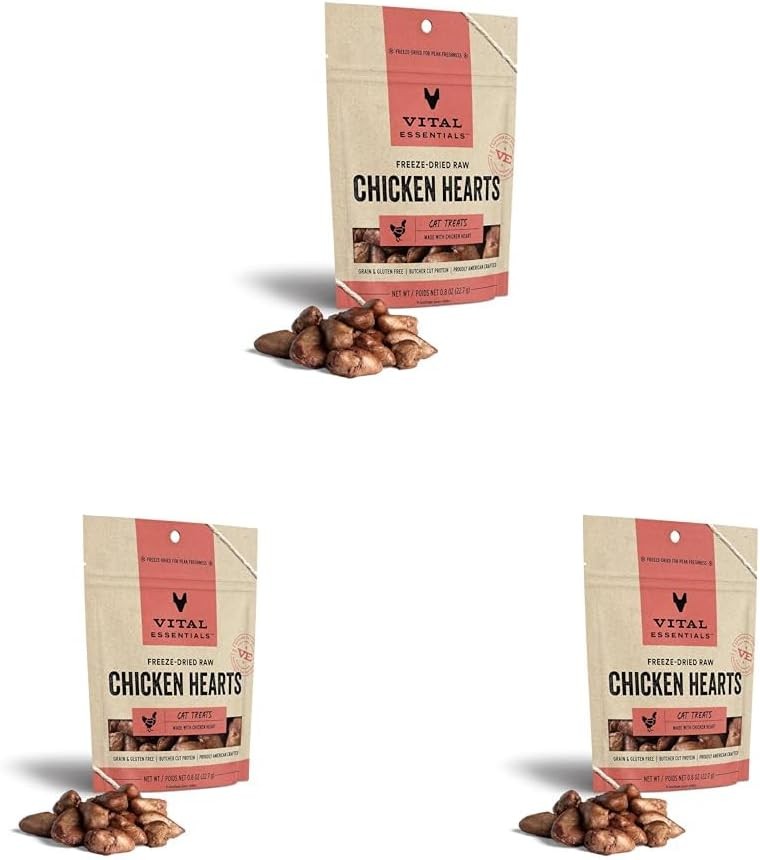 Freeze Dried Raw Chicken Hearts Cat Treats Single Ingredient Premium Quality