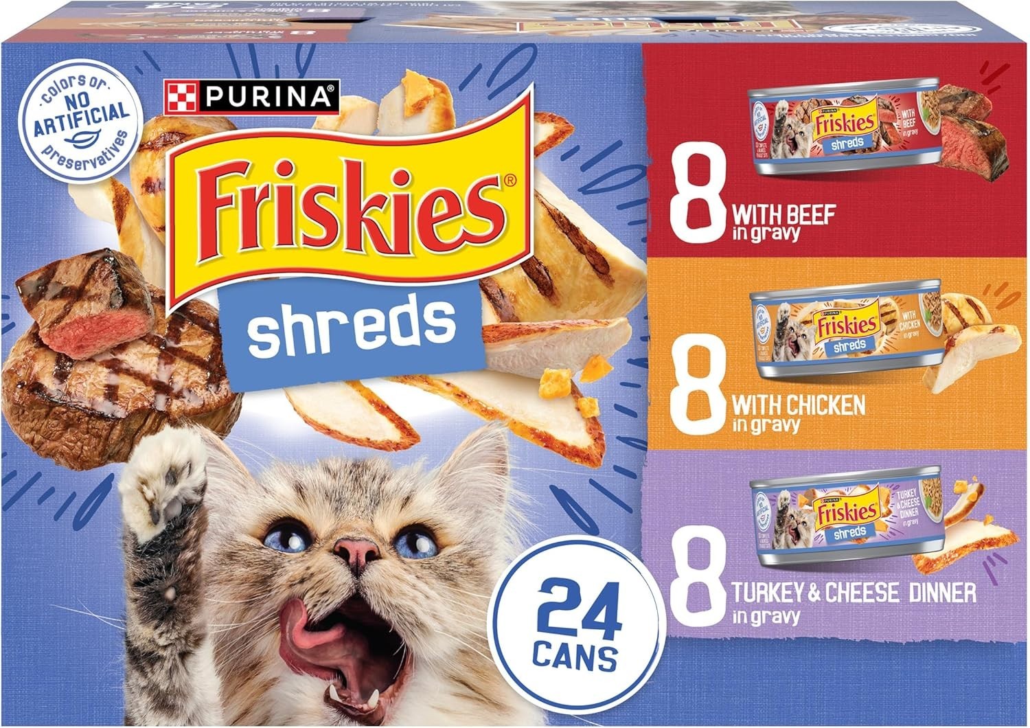 All-Natural Purina Cat Food Variety Pack – Tender Shreds in Gravy for Adult Cats