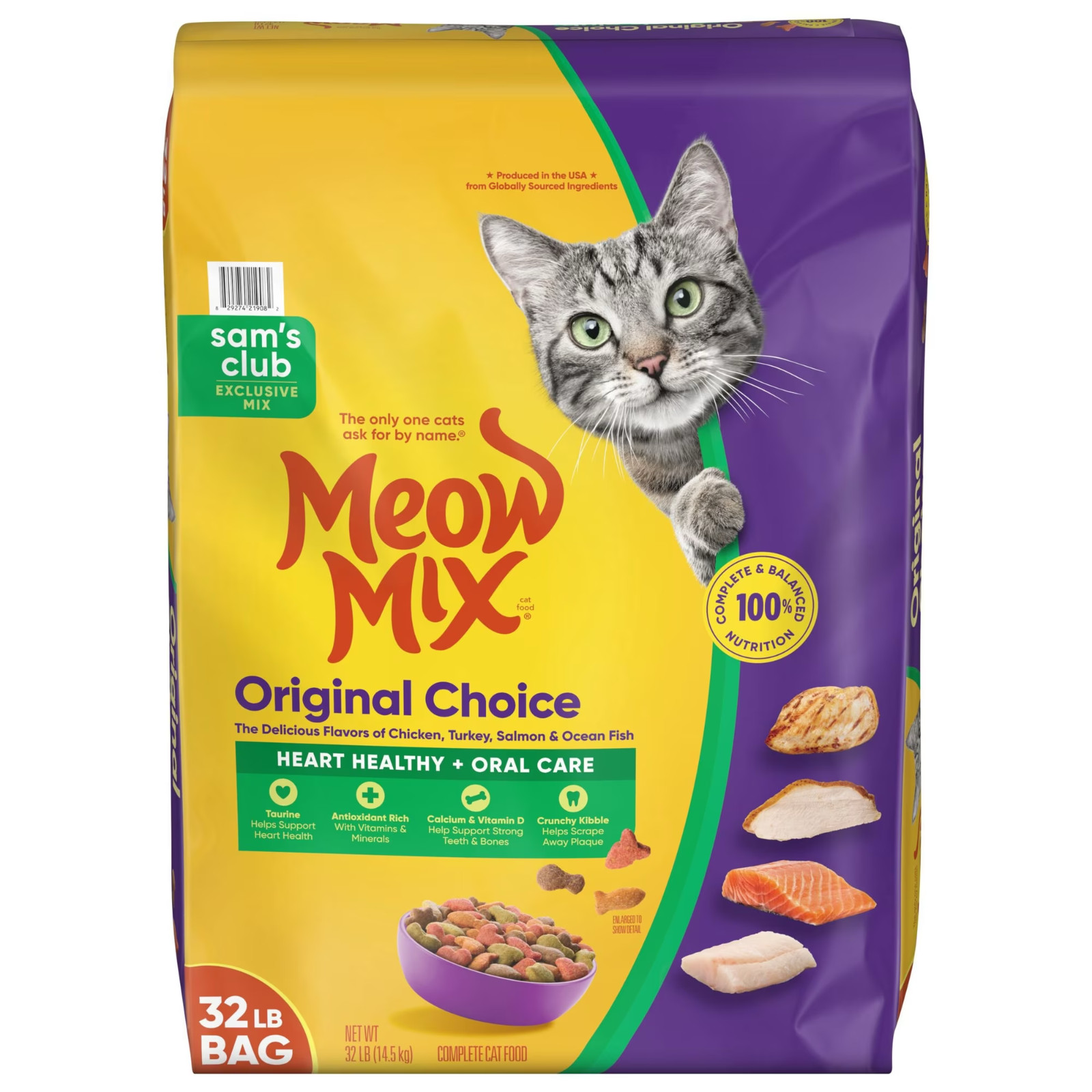 Meow Mix, Original Choice Flavor Adult Dry Cat Food, Heart Healthy & Oral 32 LBS