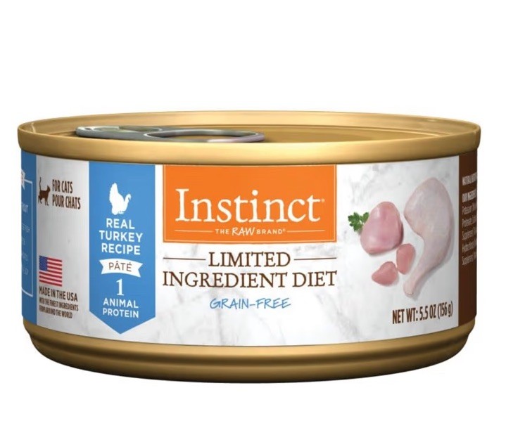 Instinct Turkey Recipe Pate Cat Food 12/5.5oz Cans Expires 2028
