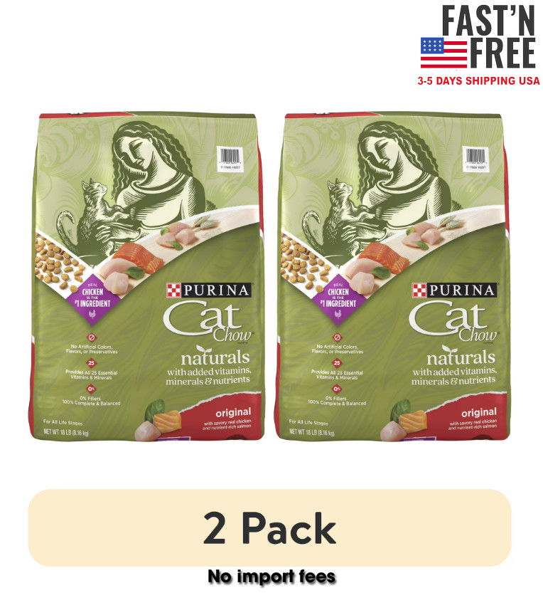(2 pack) Purina Cat Chow Naturals, Dry Cat Food, Chicken & Salmon, 18 lb Bag