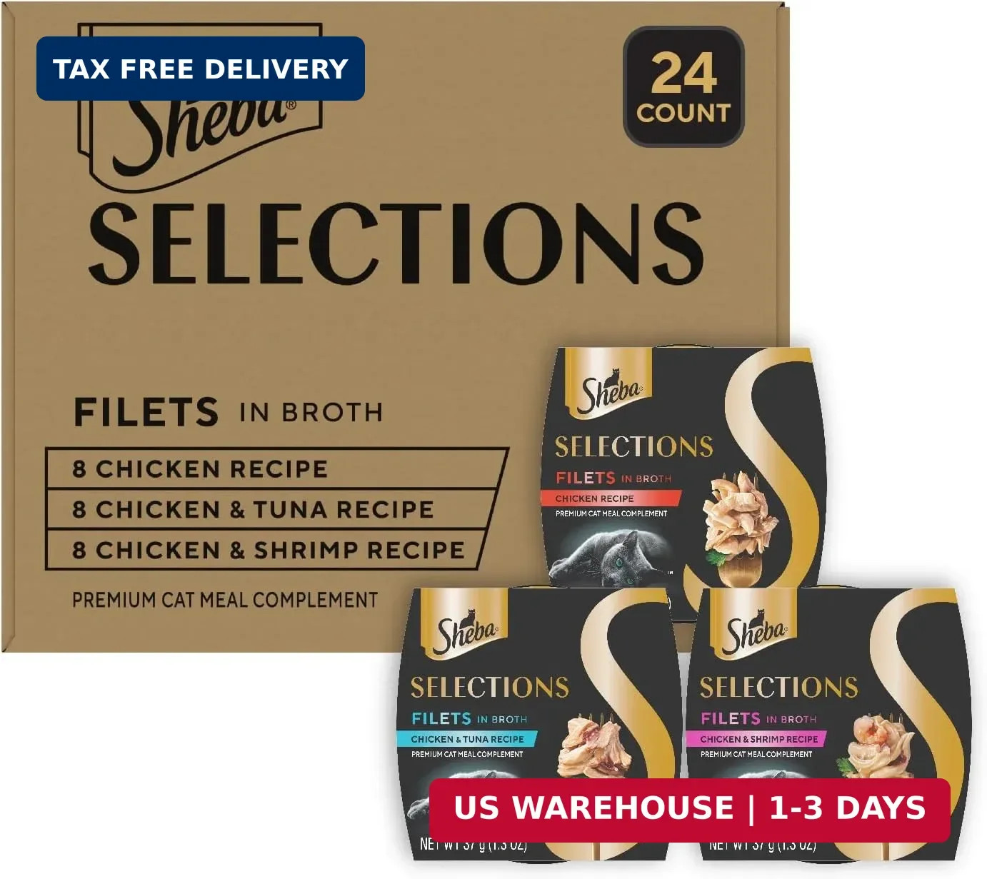 Sheba Selections Filets in Broth, Adult Cat Food Wet Recipe, Meal Complement, We