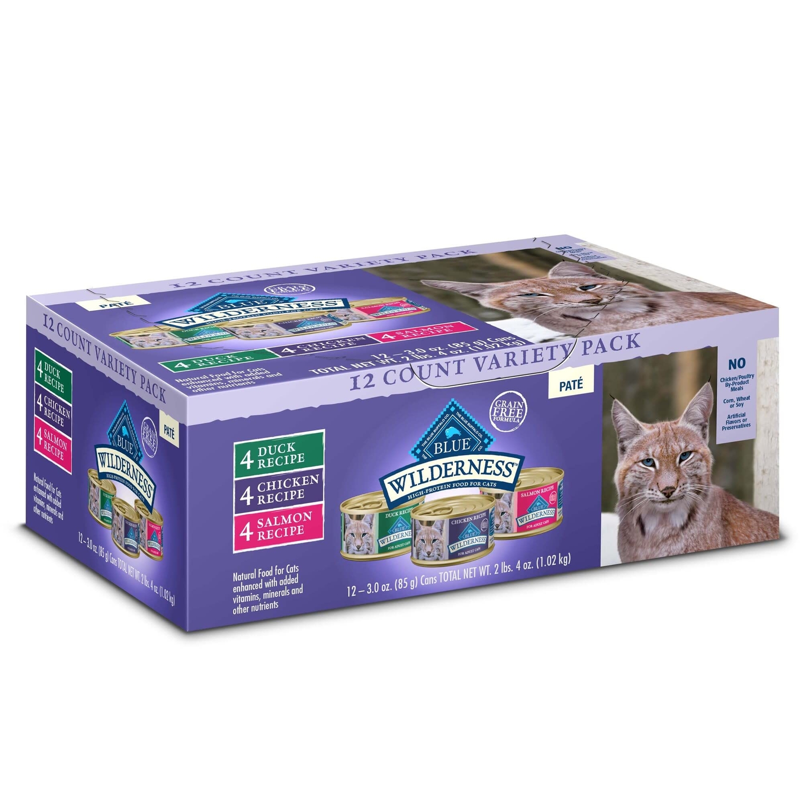 BLUE Wilderness High Protein Grain Free Canned Cat Food Variety Pack 12 Count