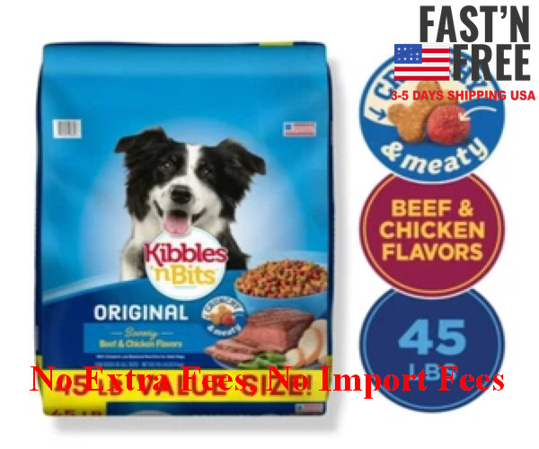 2 Bags Kibbles ‘n Bits Dry Dog Food, Original Savory Beef & Chicken, 45 lb. Bag