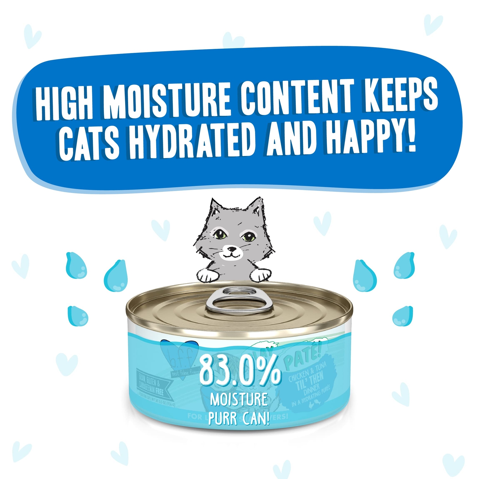 BFF Play Protein Rich Grain Free Wet Cat Food Chicken Tuna Pate 5.5oz Pack of 8