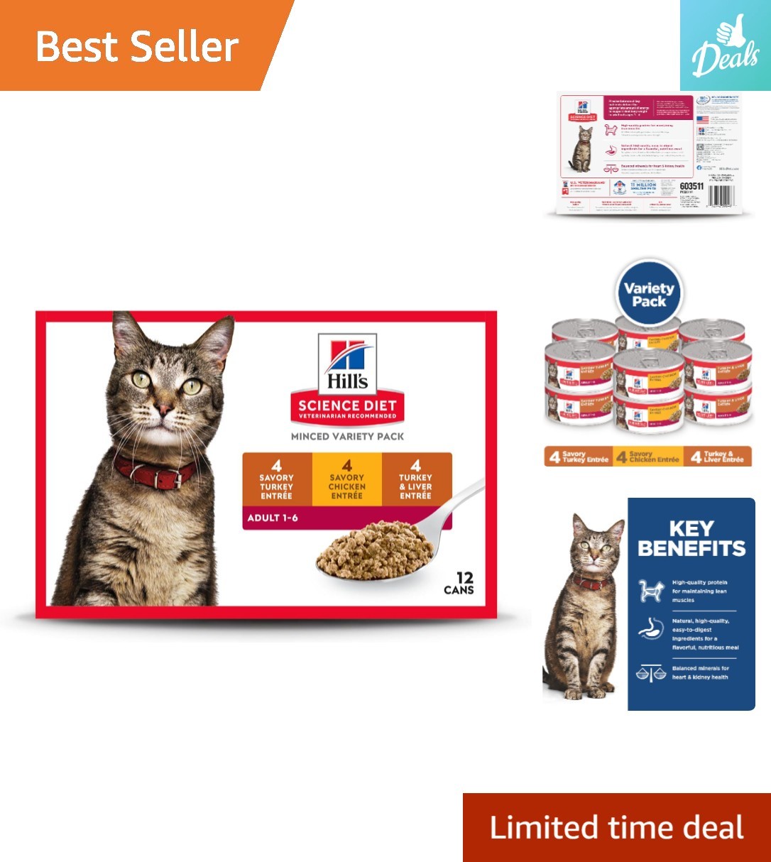 Variety Pack Wet Cat Food: Turkey, Chicken & Liver, 5 oz Cans, 12 Count
