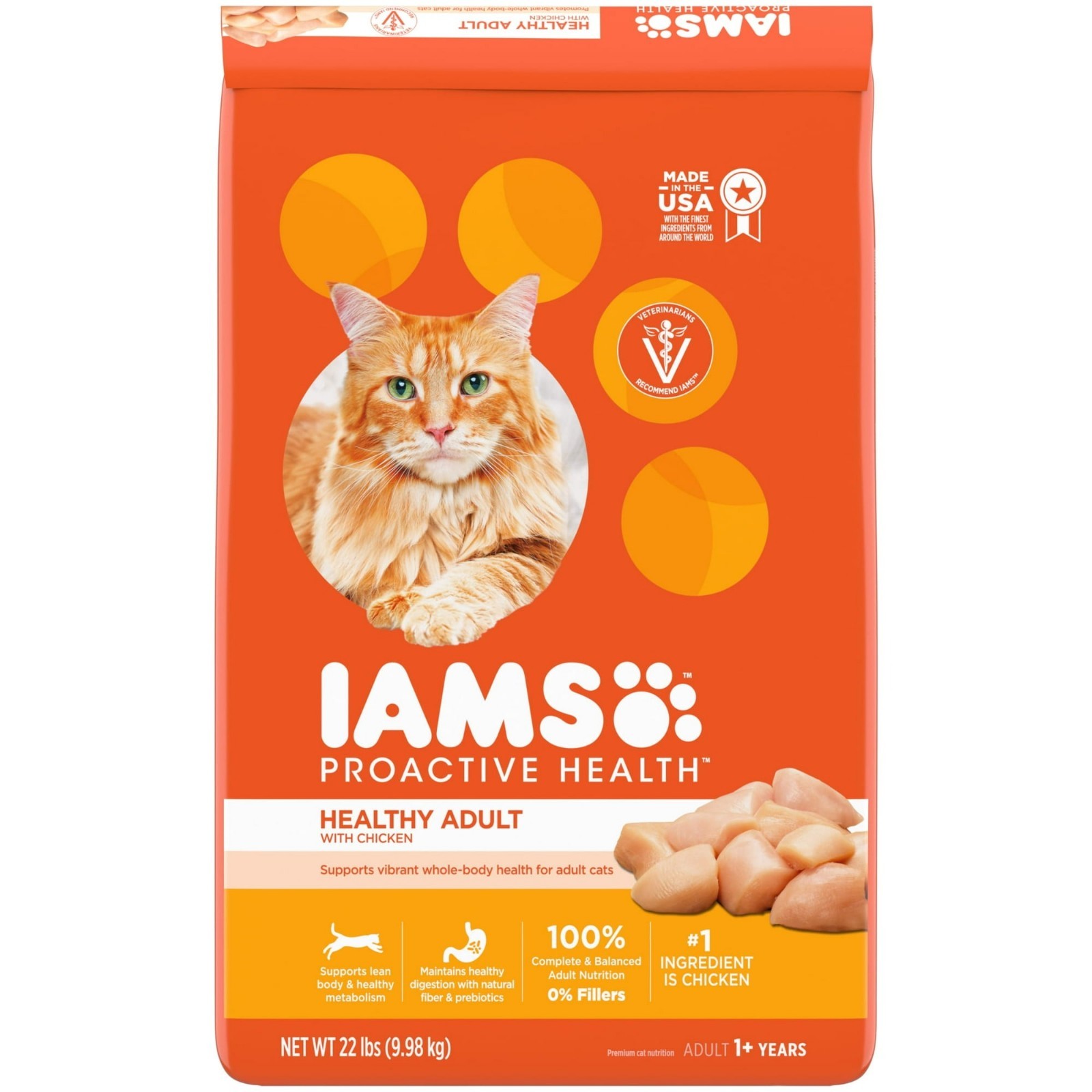 Iams Proactive Health Chicken Dry Cat Food Adult Formula 22 lb Bag FREESHIP