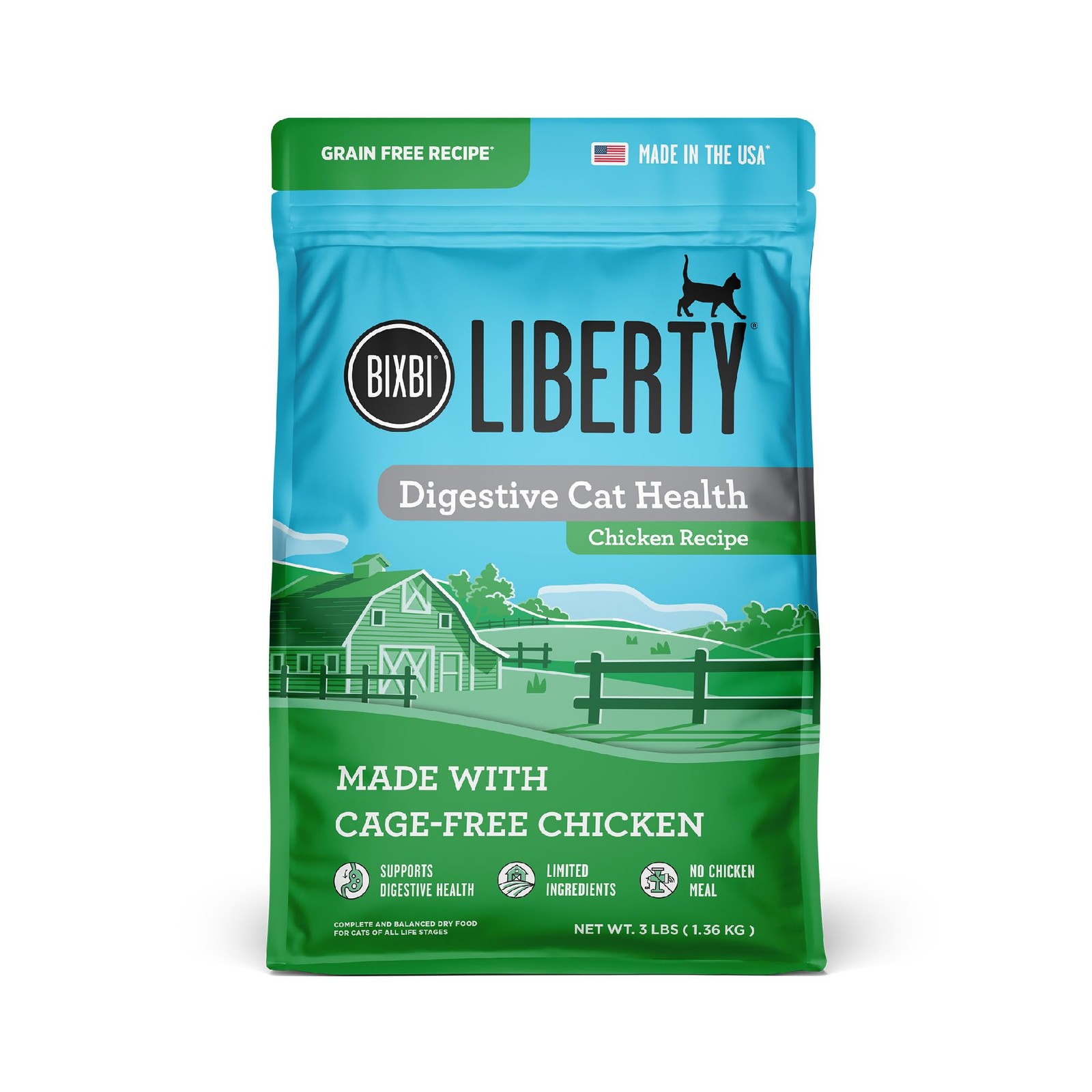BIXBI Liberty Dry Food Digestive Cat Health 3 Pound (Pack of 1), Chicken