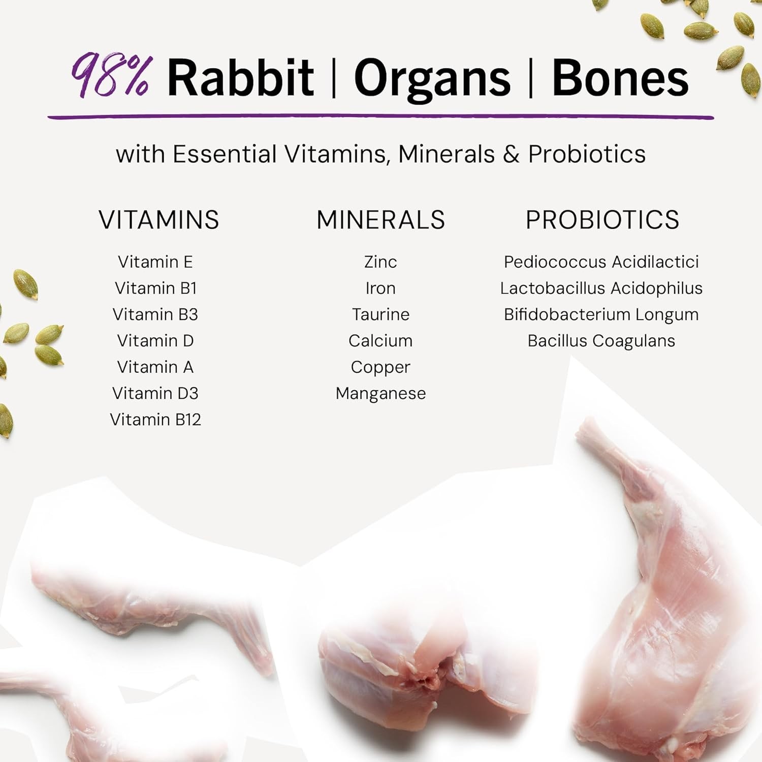 8 oz Freeze-Dried Cat Food Morsels – Rabbit Recipe for All Breeds