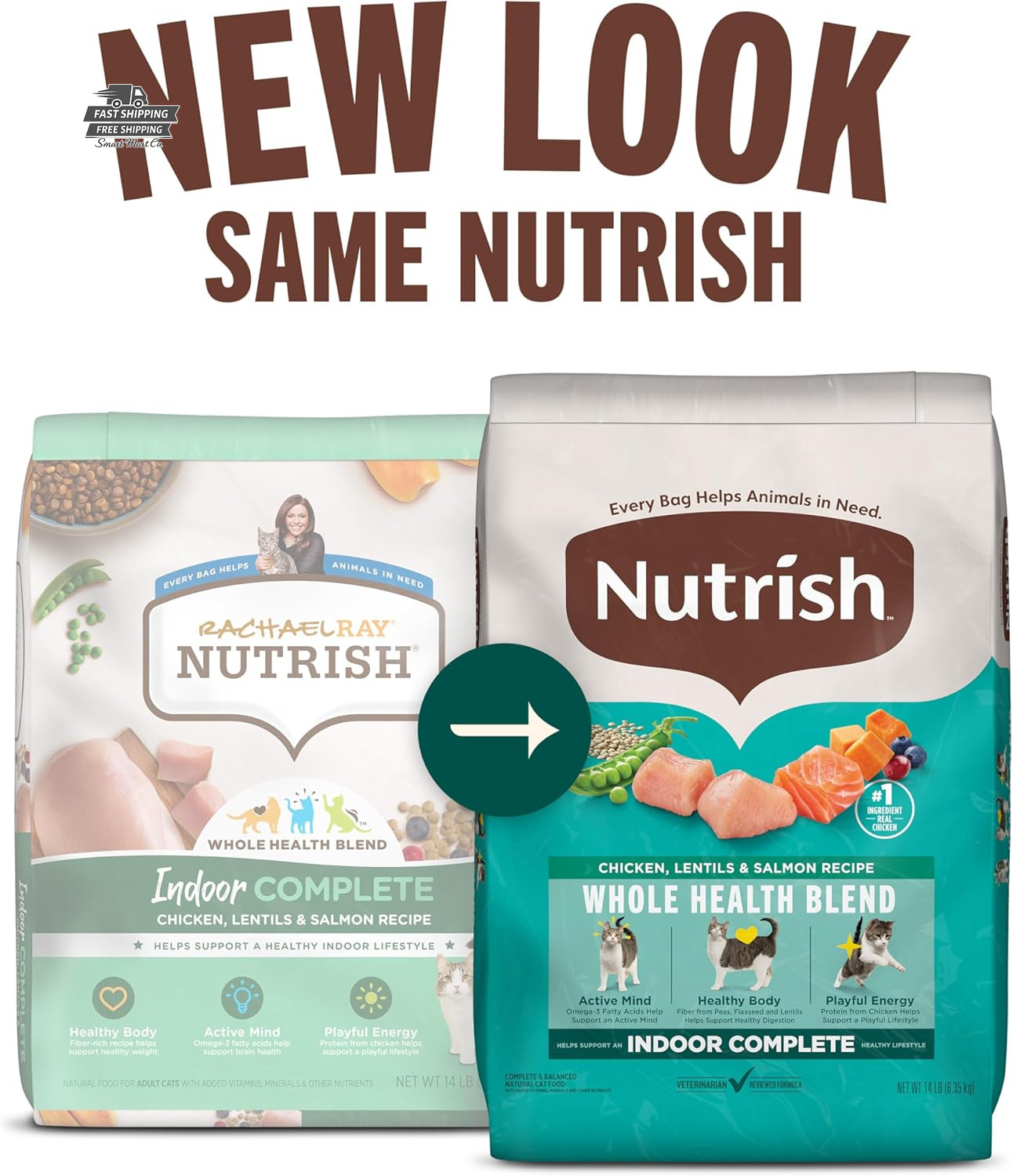 Rachael Ray Nutrish Indoor Complete Chicken Salmon Cat Food 14 lb