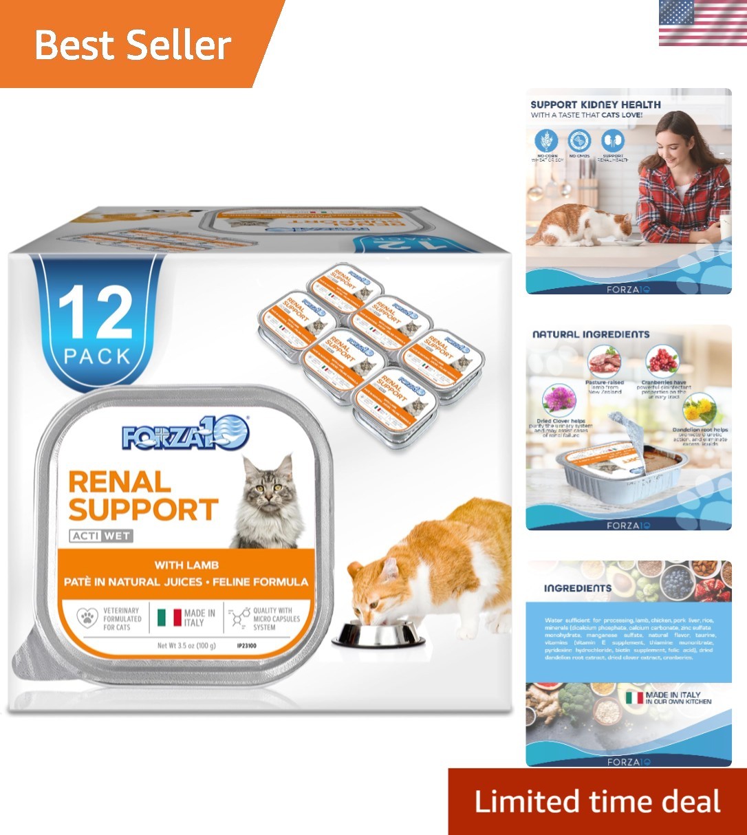 Delicious 12-Pack Kidney Support Cat Food with Lamb – 3.5 oz Cans, Vet Approved
