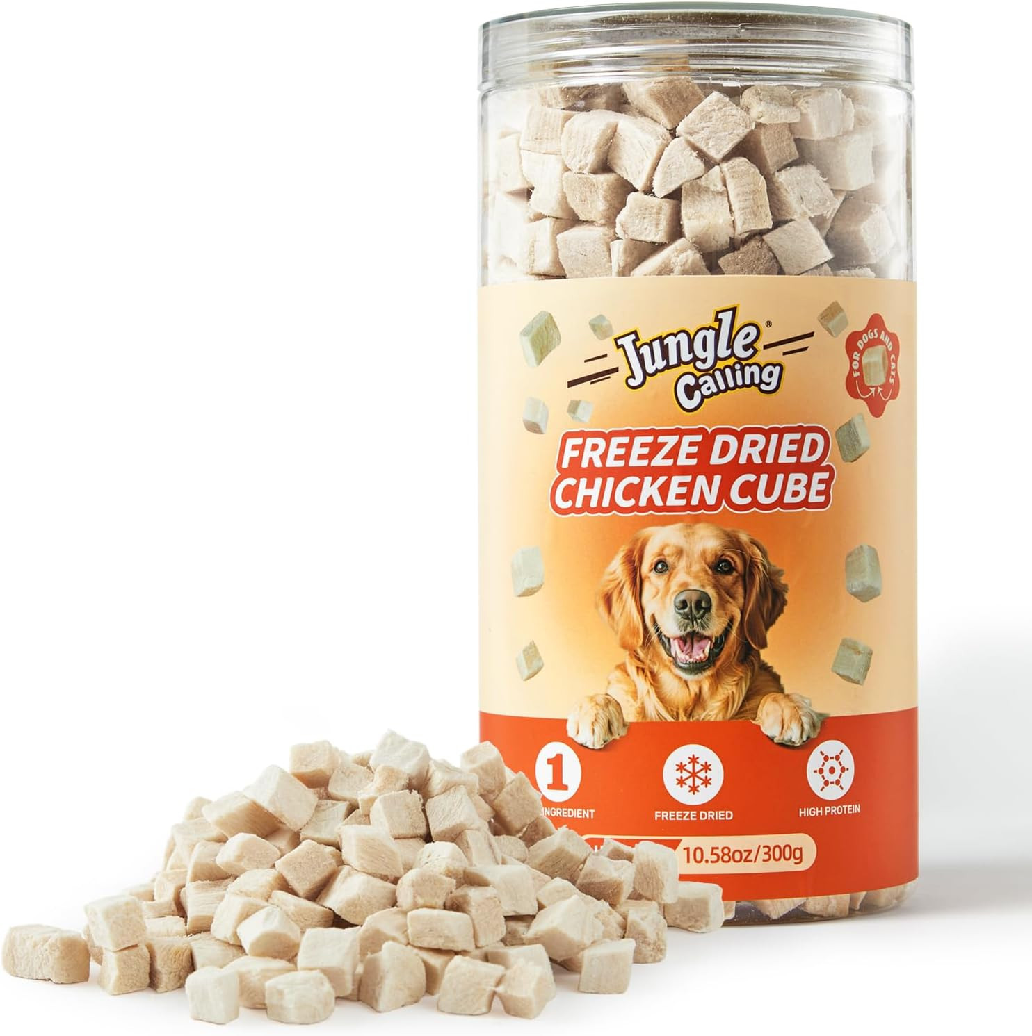Freeze Dried Chicken Cat & Dog Treats, Single Ingredient Chicken Bites for Cats