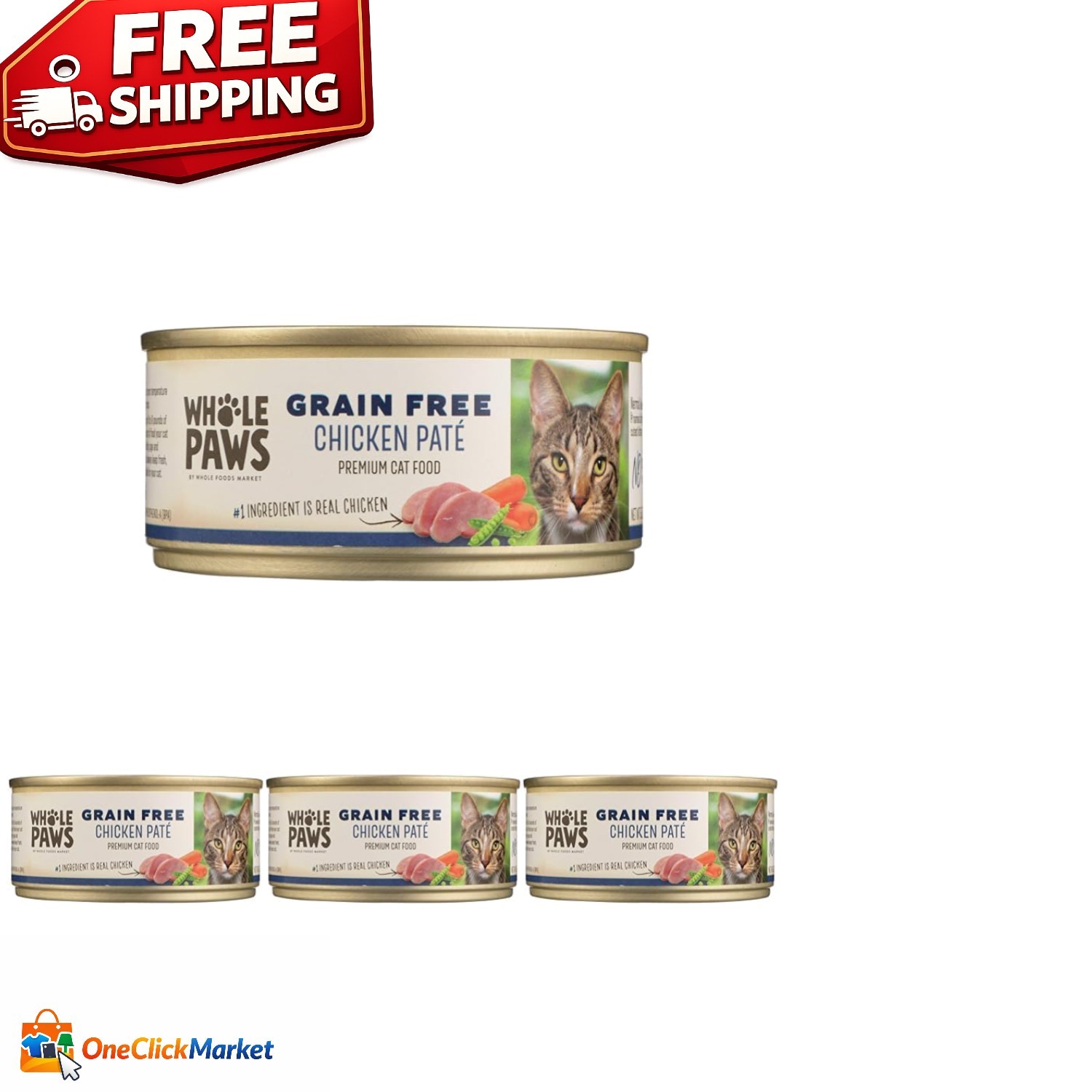 Grain-Free Chicken Paté Cat Food – 22oz Total, Healthy & Nutritious
