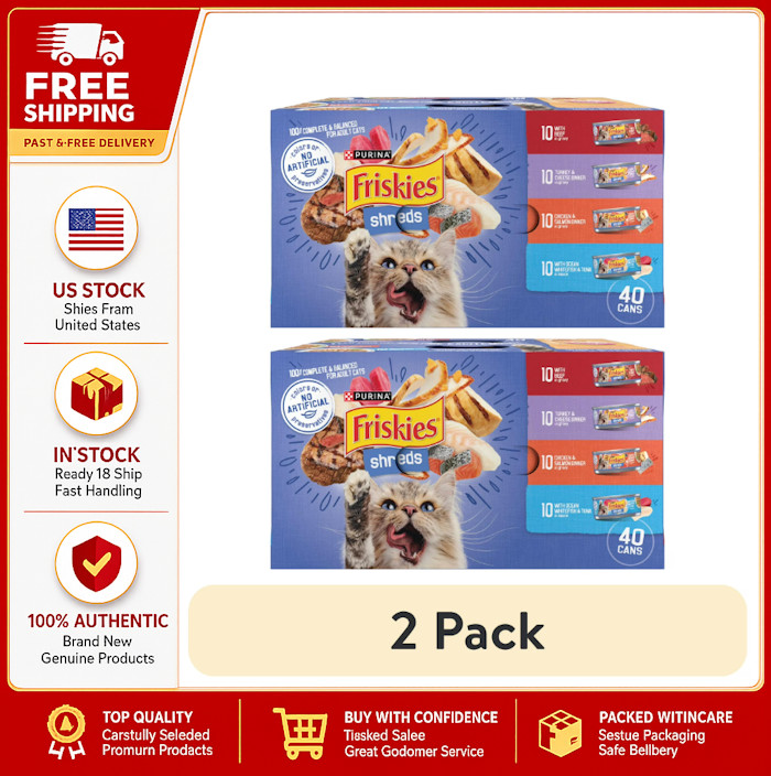 (2 pack) Purina Friskies Shreds Gravy Variety Pack, Wet Cat Food, 5.5 oz Cans