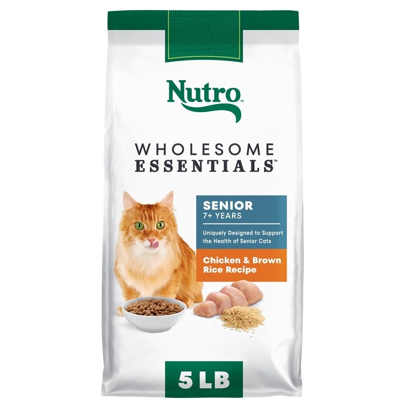 Senior Cat Food Dry Kibble Chicken Brown Rice Prebiotic Fiber Immunity Support