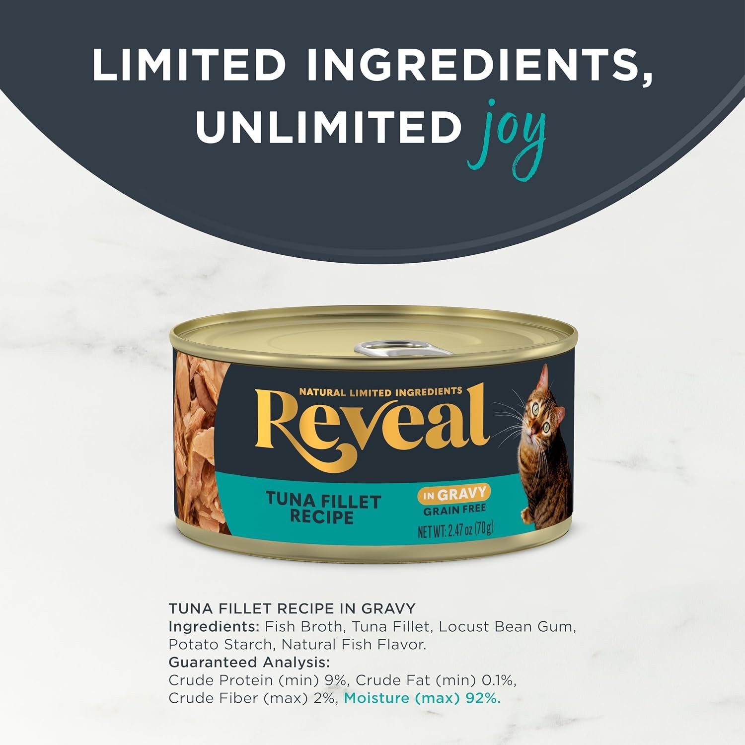 Tuna Cat Food in Gravy High Protein Grain Free Wet Cat Food 2.47 oz Pack of 24