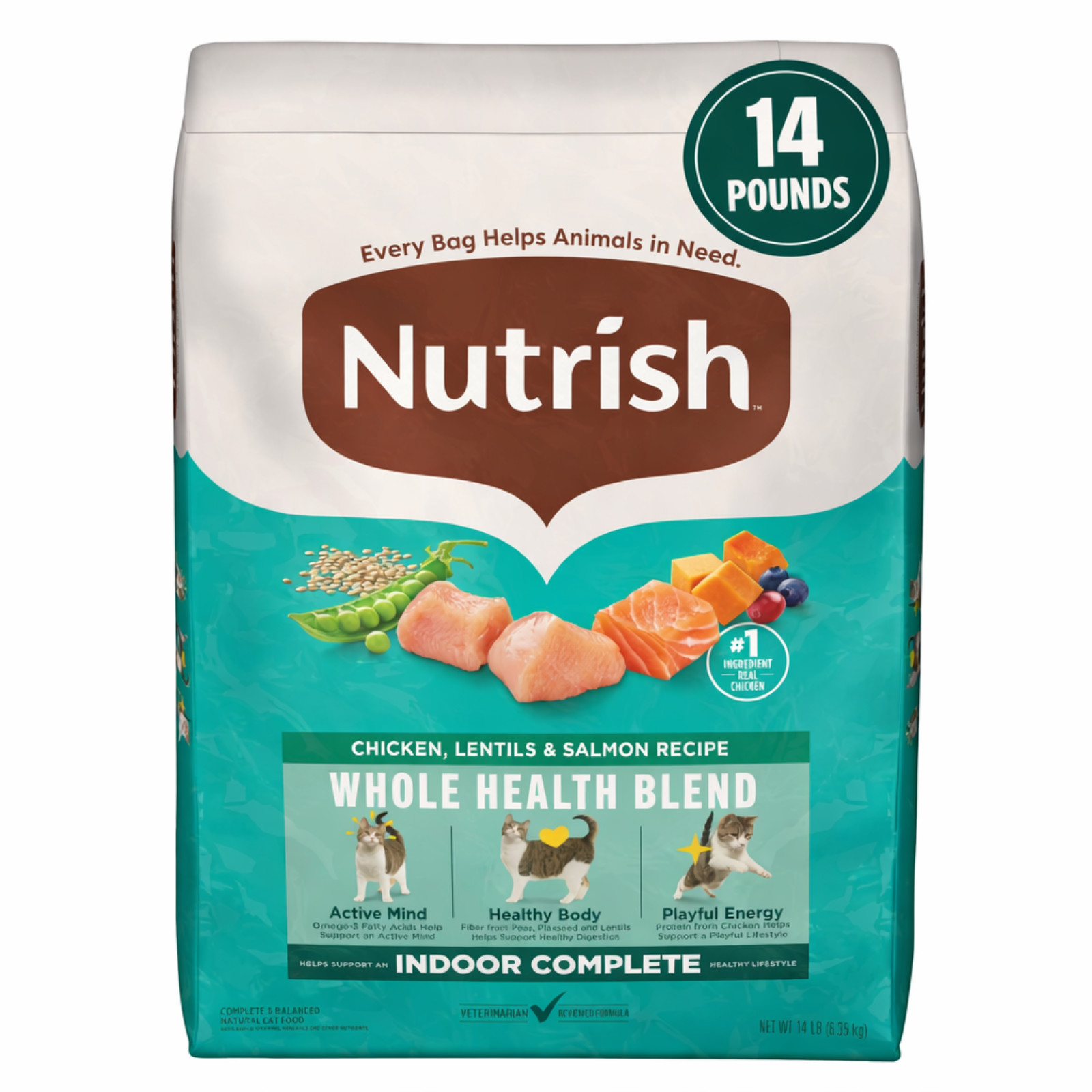 Rachael Ray Nutrish Indoor Complete Chicken,Lentils & Salmon Recipe Dry Cat Food