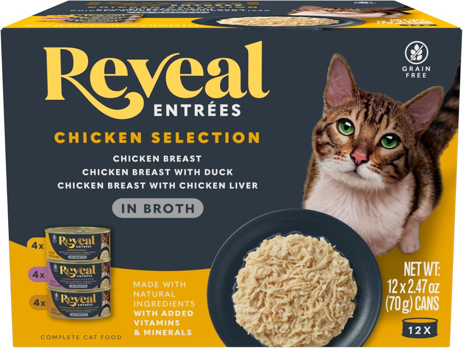 Reveal Entrées Chicken in Broth Variety Wet Cat Food 12-Pack 2.47 oz Cans