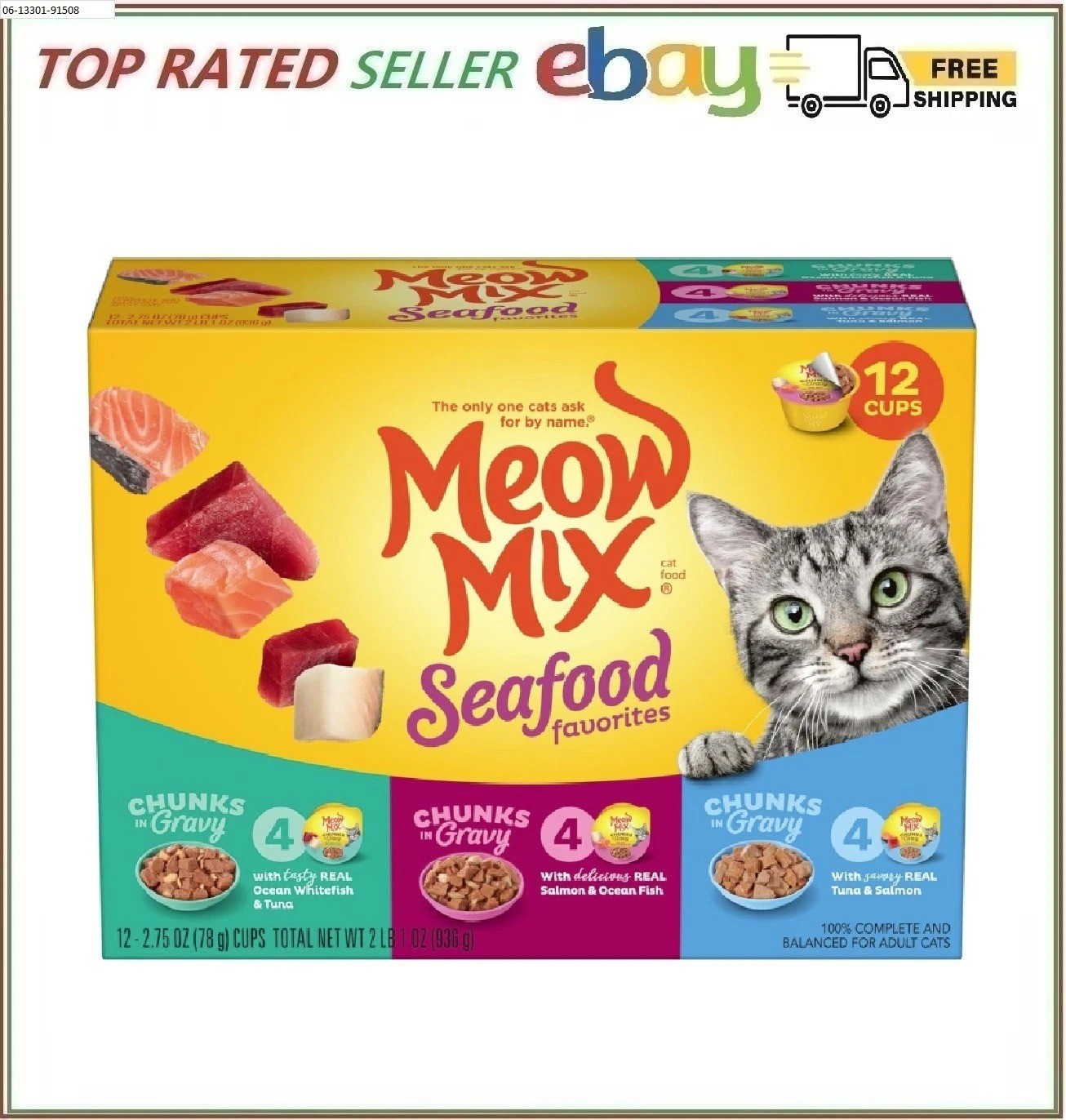 Meow Mix Seafood Favorites Wet Cat Food, Variety 2.75 Ounce (Pack of 12)