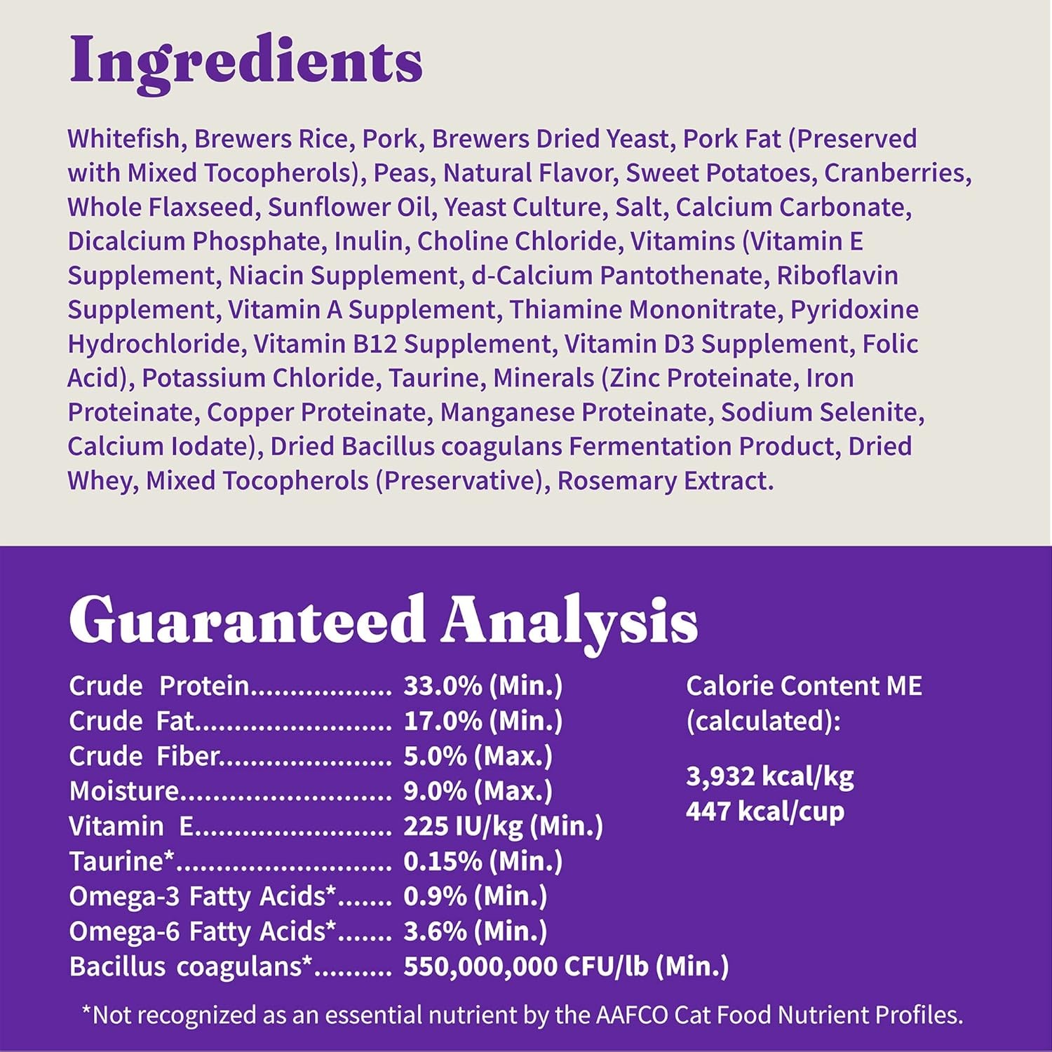 Holistic Cat Food Wild Caught Whitefish Formula Healthy Grains Dry Cat Food