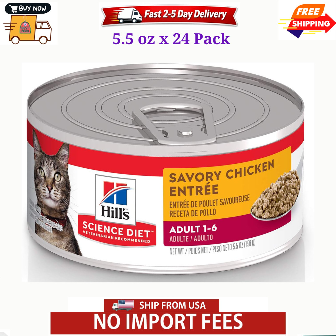 Hill’s Science Diet Adult Wet Cat Food, Chicken Minced, 5.5 oz. Cans, 24-Pack