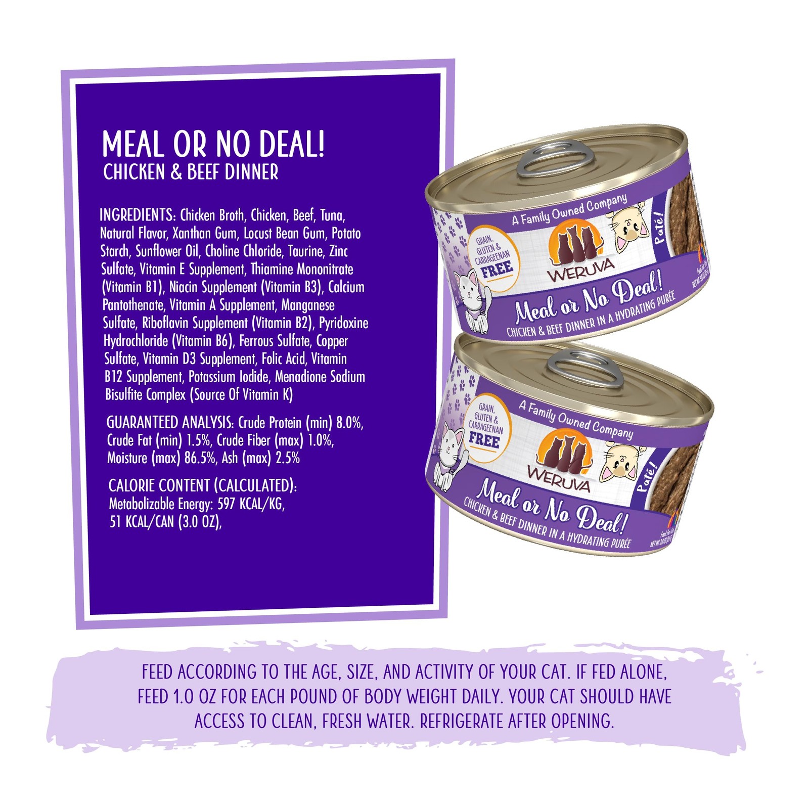 Weruva Classic Cat Paté, Meal or No Deal! with Chicken & 3 Ounce (Pack of 12)