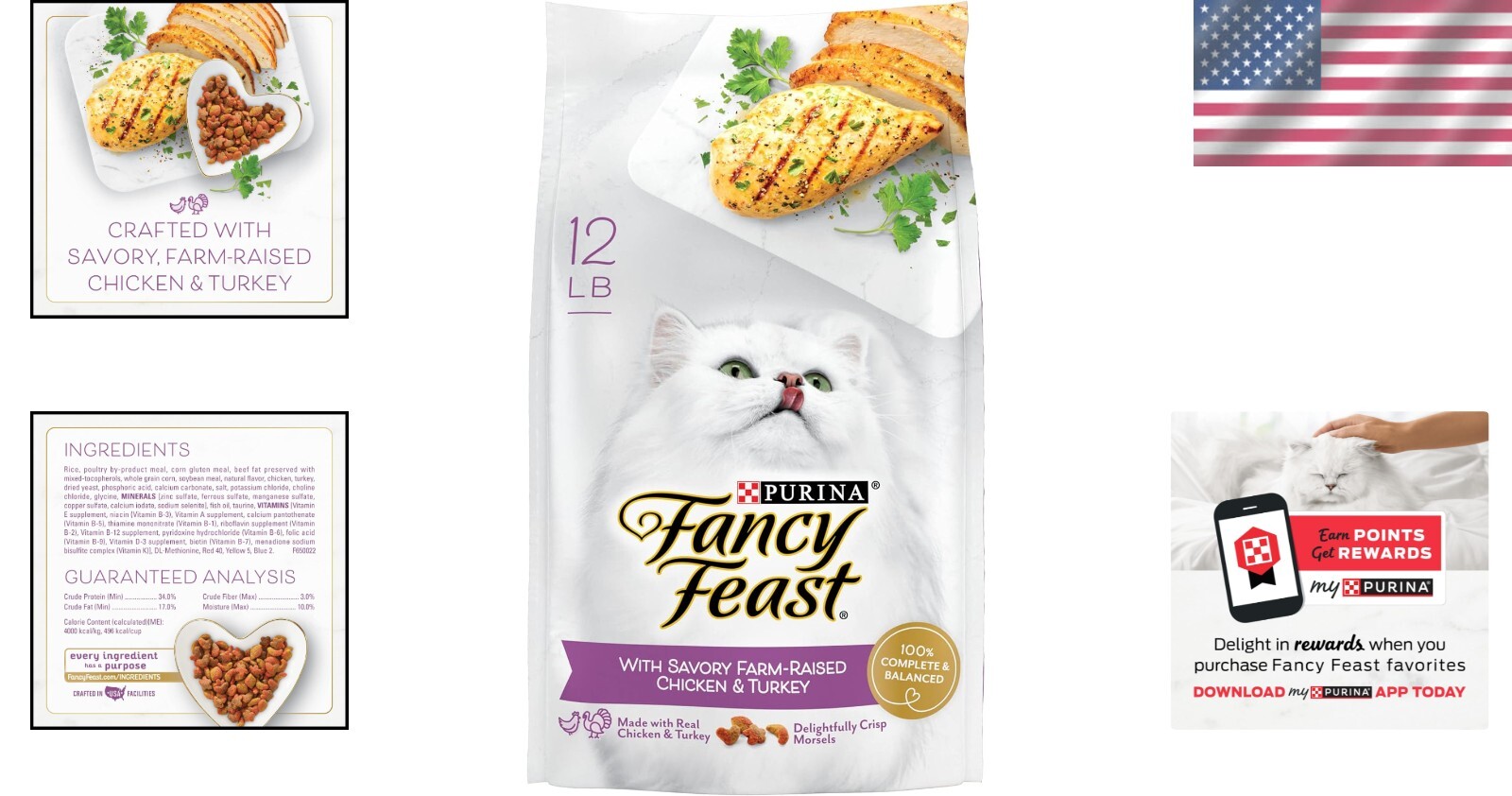 Purina Gourmet Dry Cat Food – Savory Chicken & Turkey, 12 lb for Adult Cats