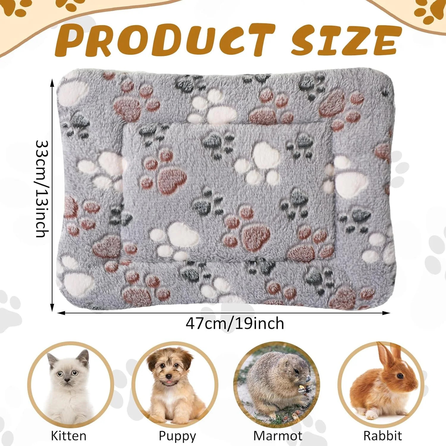 Tuanse 4 Pack Ultra Soft Dog Cat Bed Mat Small Animal Guinea Pig Bed with Cute P