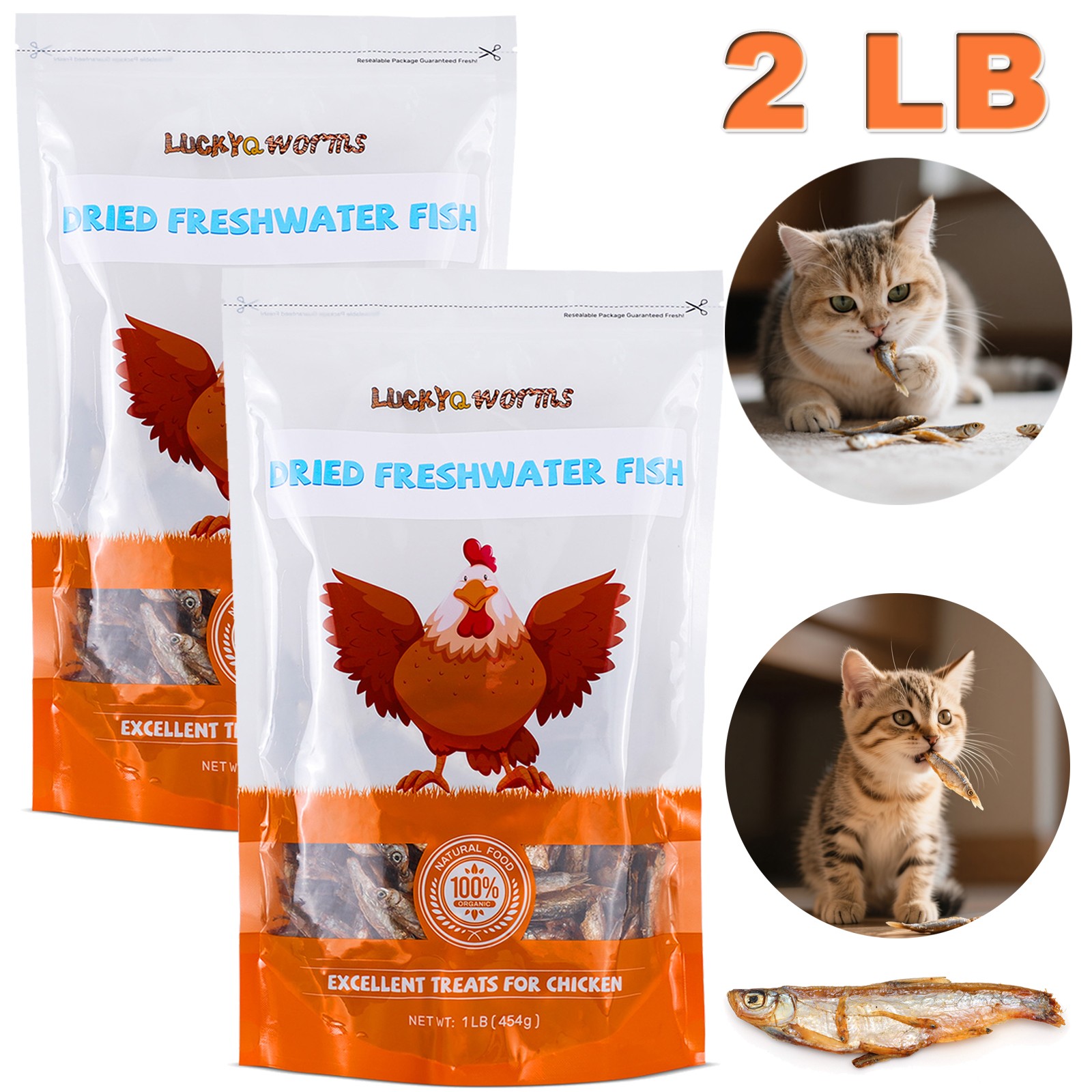 Dried Freshwater Fish 2LBS Natural High-Protein Food for Turtles Reptiles Cats