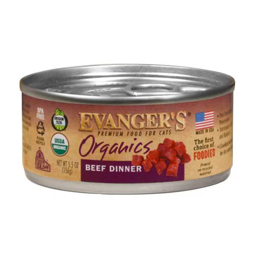 Evanger’s Organics Wet Cat Food Beef, 24Each/5.5 Oz (Count of 24) By Evangers
