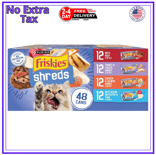 Gourmet Purina Cat Food Variety – Chicken, Beef & Seafood Shredded Meals (48 ct)