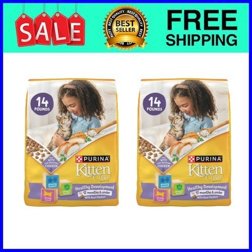 Purina Kitten ChowHealthy Development, Indoor Dry Kitten Food, 14 lb Bag,2pack