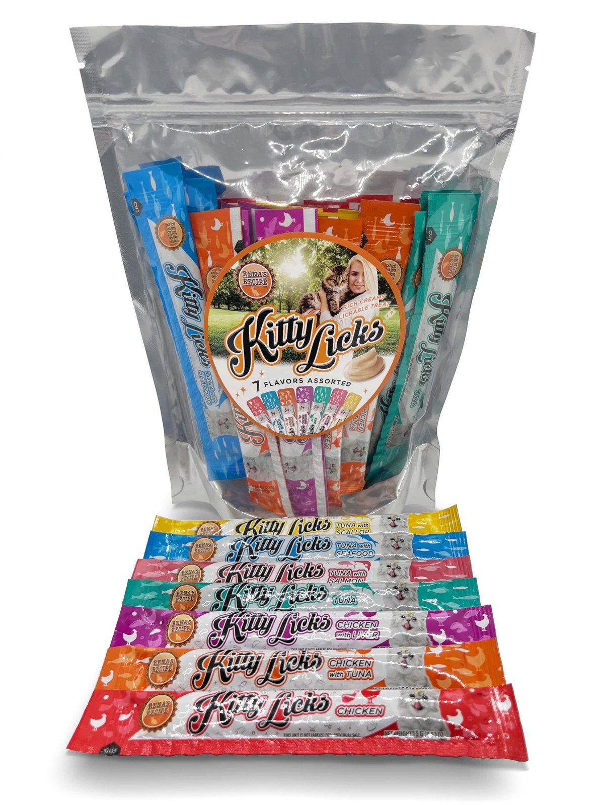 Kitty Licks Lickable Cat Treats Variety Pack 28 Tubes Creamy Cat Treat Purée …