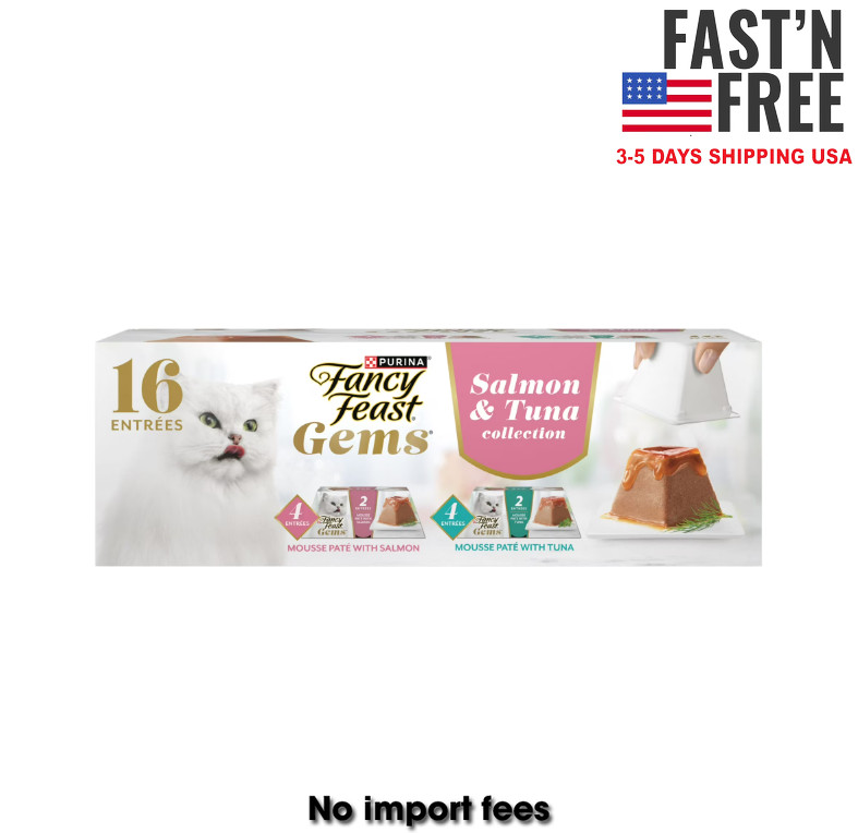 Fancy Feast Gems Pate Mousse Salmon Tuna Gravy Wet Cat Food, 2 oz 16 Pack
