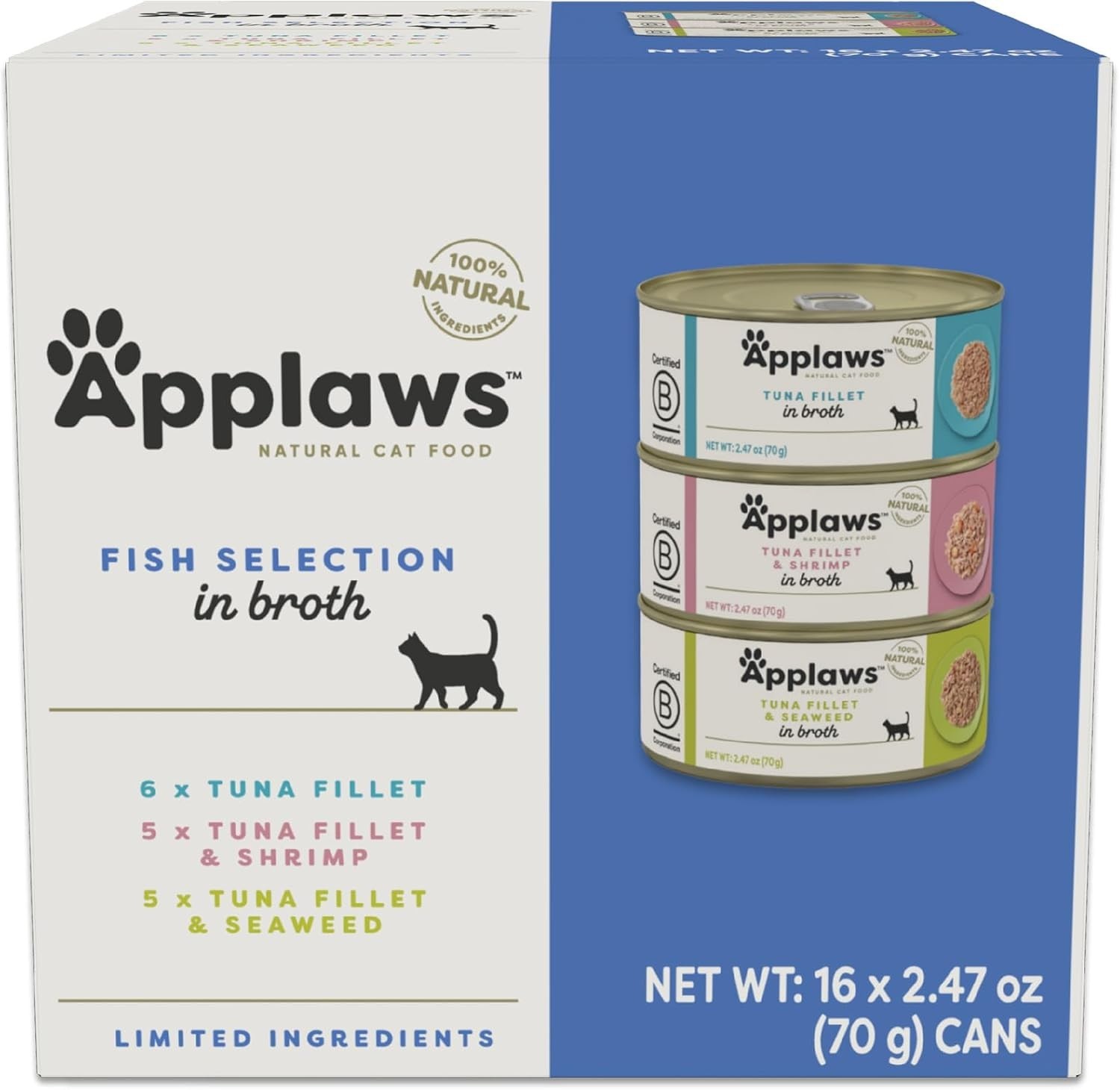 2PK Applaws® Natural Cat Food-Variety Pack,Limited Ingredients,Natural 16 Ct