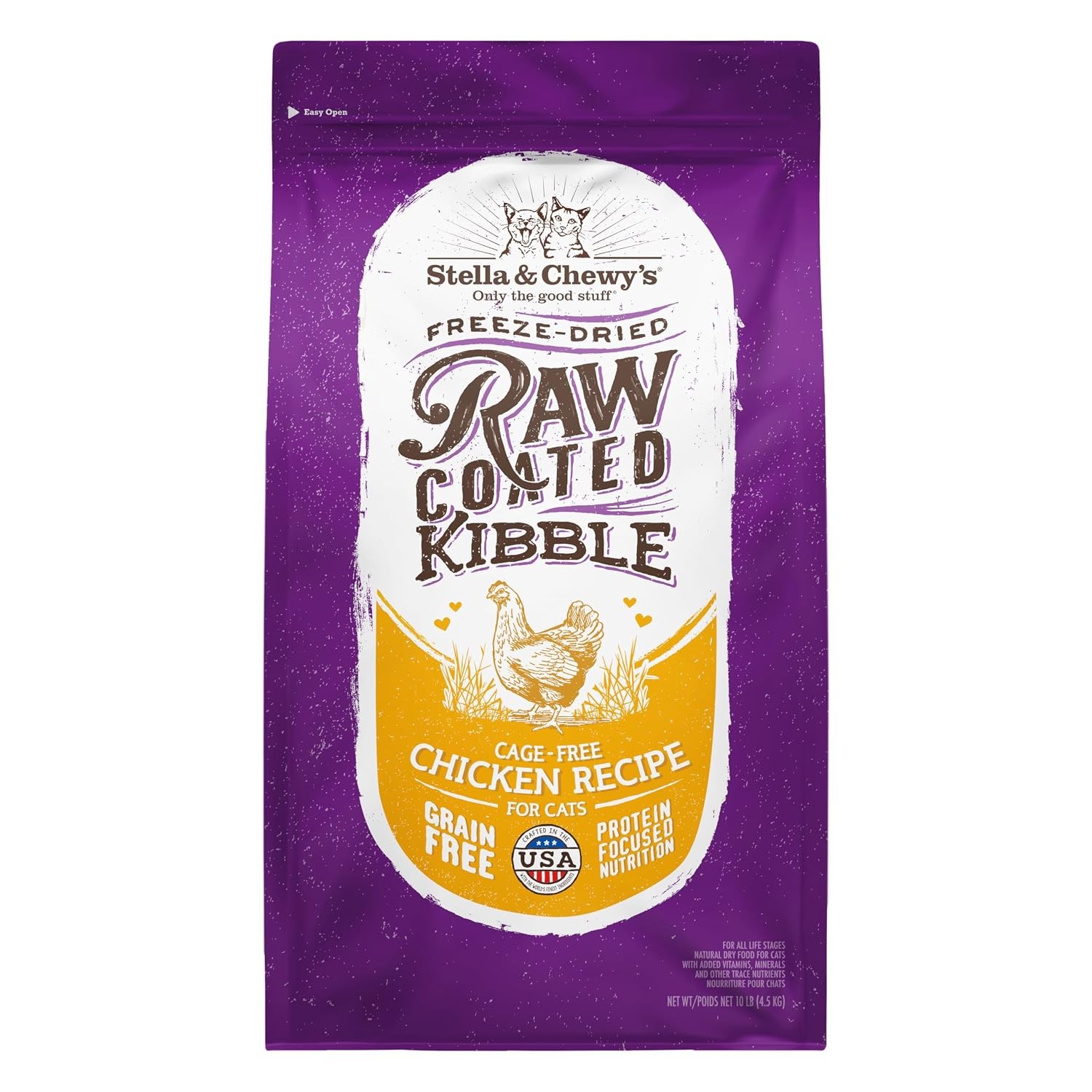 Stella & Chewy’s Raw Coated Cat Food – High Protein, Grain-Free Kibble with Cage