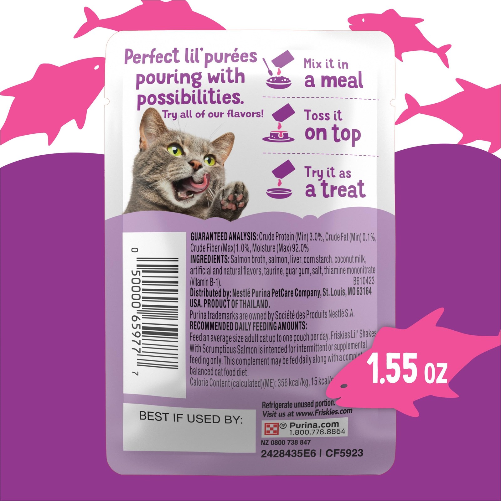 Purina Pureed Cat Food Topper, Lil’ Shakes With Scrumptious Salmon Lickable Cat