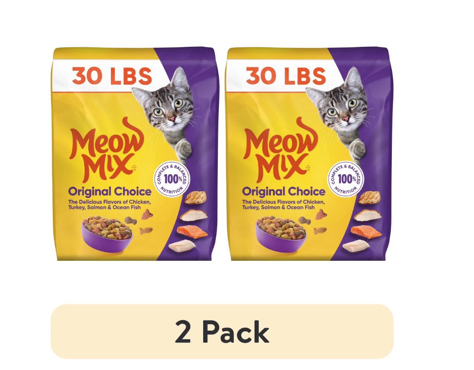 Meow Mix Original Choice Dry Cat Food, 30 lb. Bag (2 pack)