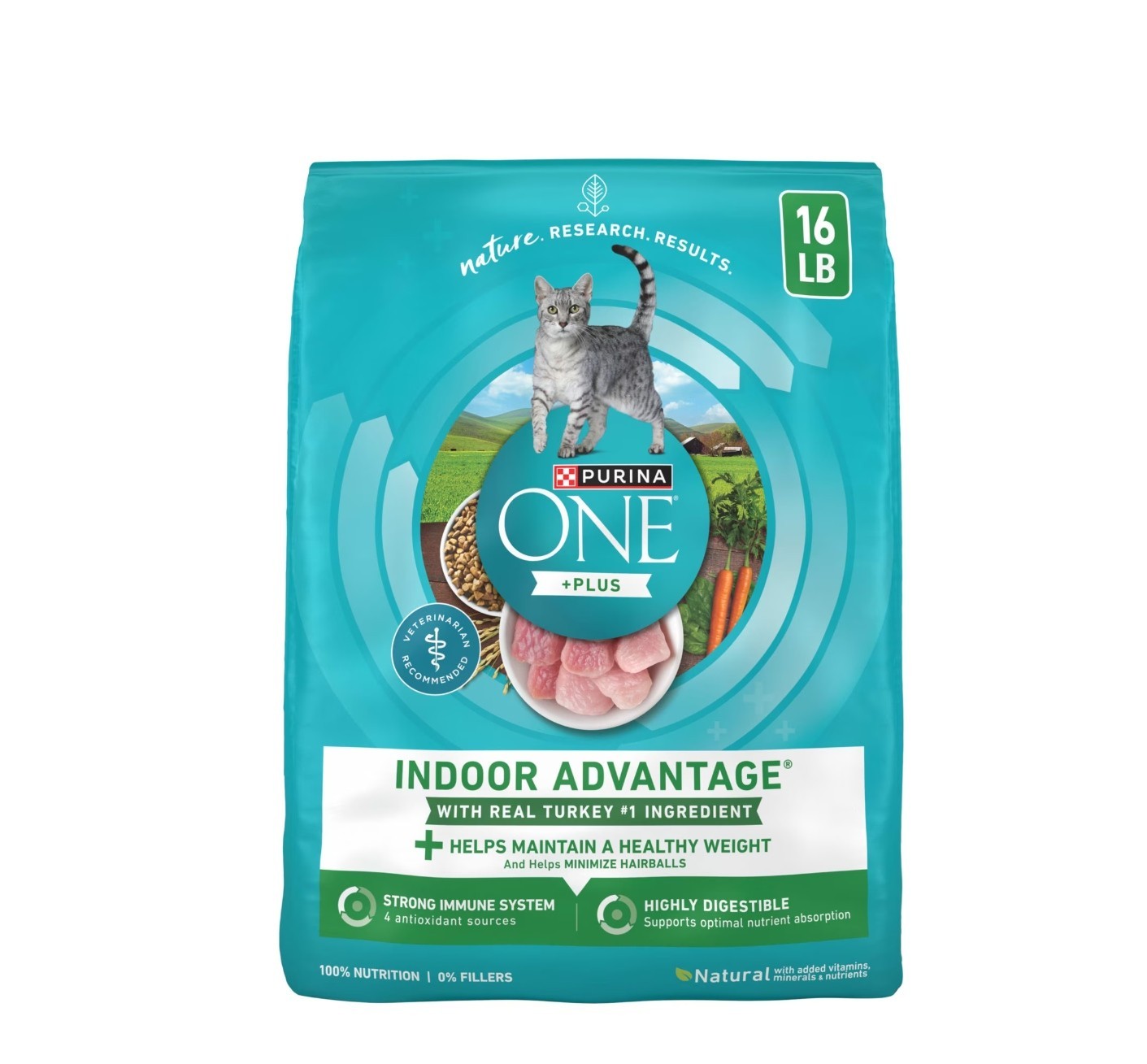 Purina ONE Plus, Indoor Advantage, Dry Cat Food, Turkey, 16 lb Bag