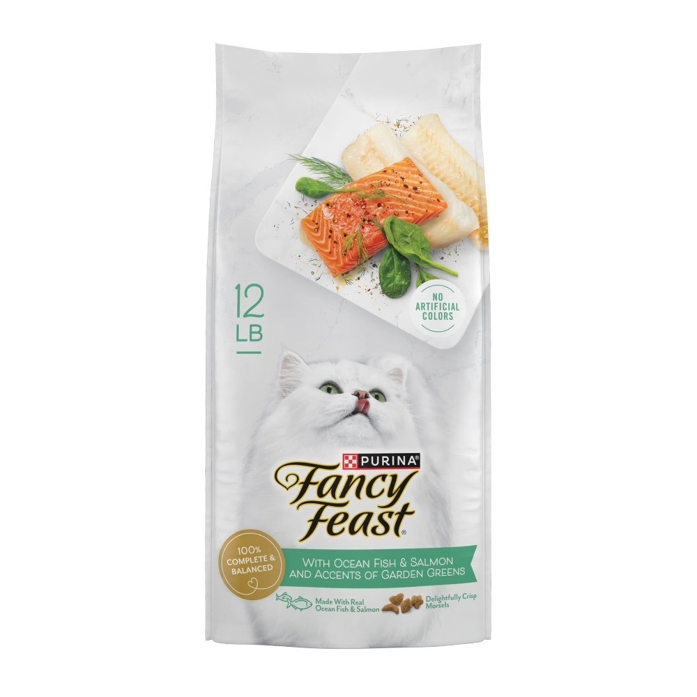 Dry Cat Food with Ocean Fish and Salmon Flavor, 12 Pound Bag for Adult Cats