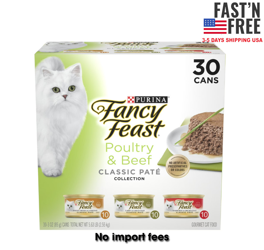(2 pack) Purina Fancy Feast Classic Pate Wet Cat Food, Poultry & Beef, 3 oz