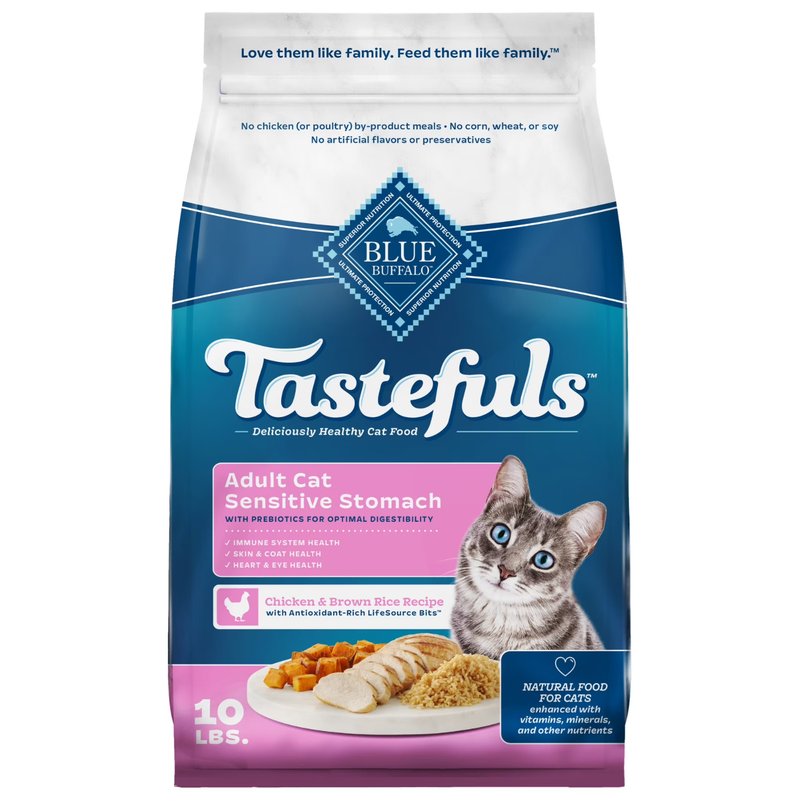 Blue Buffalo Tastefuls Dry Cat Food, Chicken and Brown Rice, 10-lb Bag – NEW