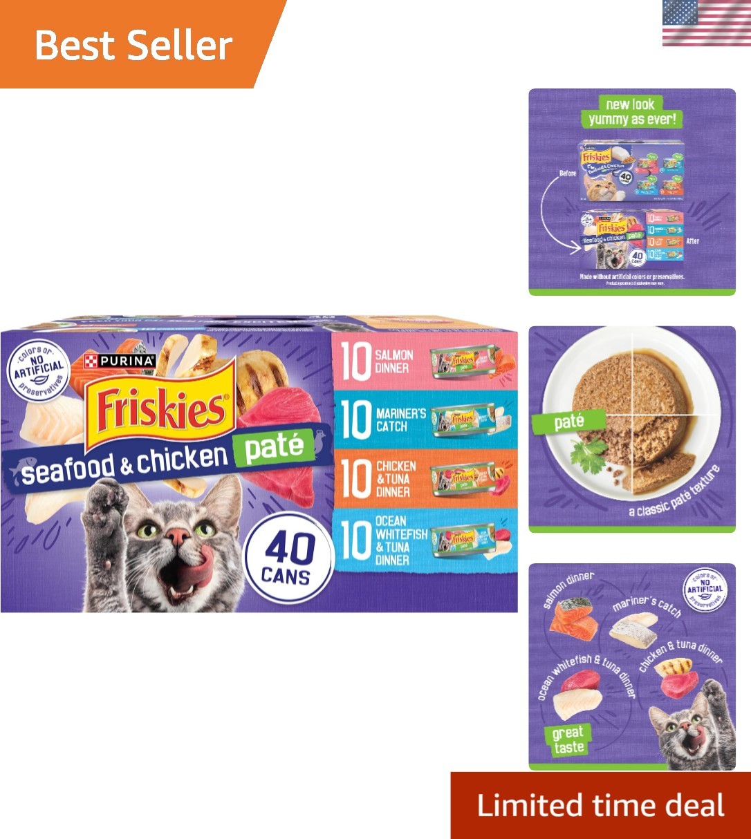 Delicious Chicken & Seafood Pate – Purina Wet Cat Food Variety Pack, 5.5 oz Cans