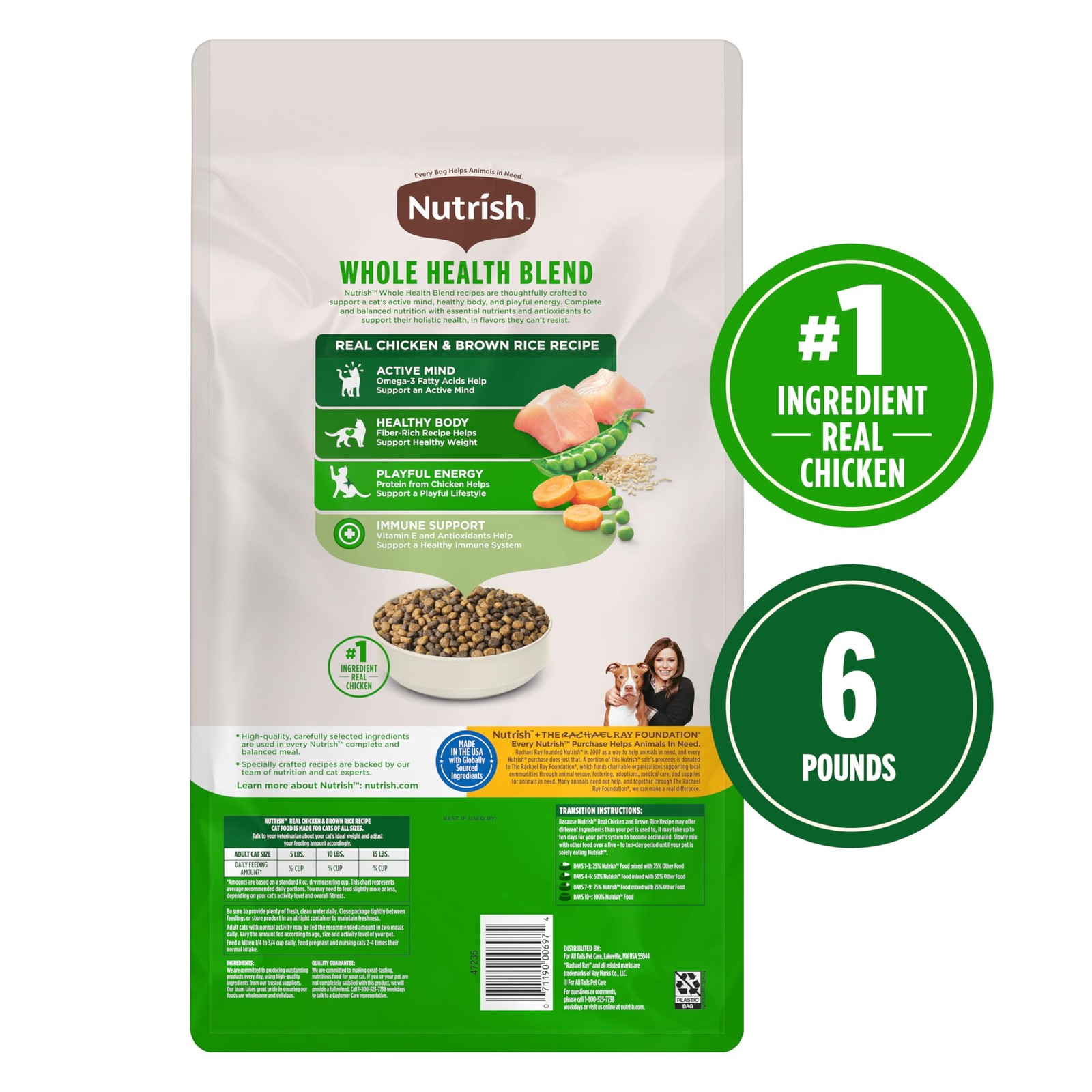 Nutrish Real Chicken & Brown 6 Pound (Pack of 1), & Rice Recipe
