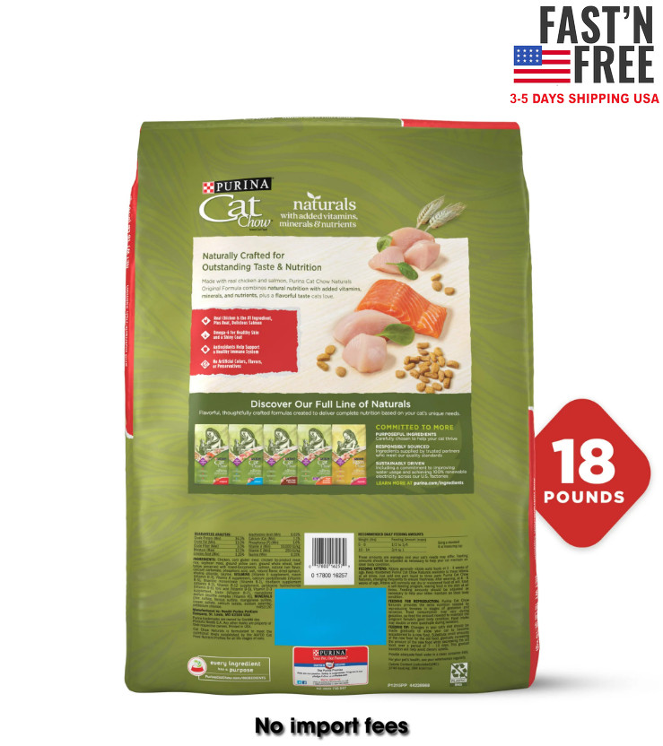 (2 pack) Purina Cat Chow Naturals, Dry Cat Food, Chicken & Salmon, 18 lb Bag