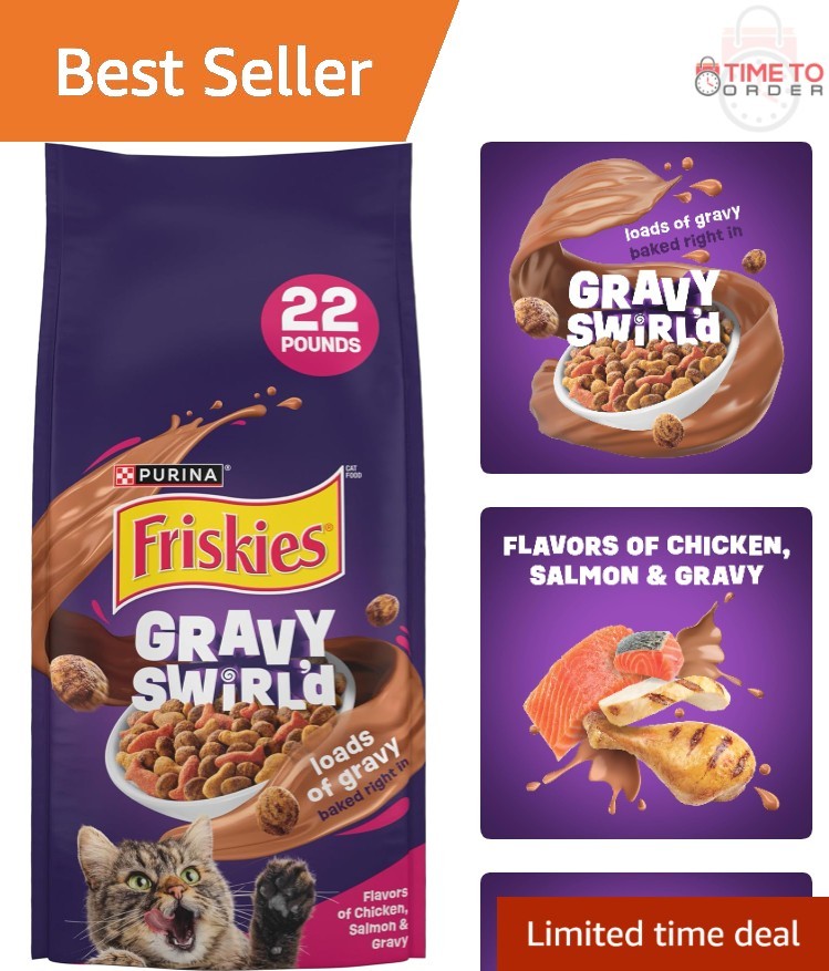 Dry Cat Food Gravy Swirlers Chicken Salmon 22 lb All Life Stages