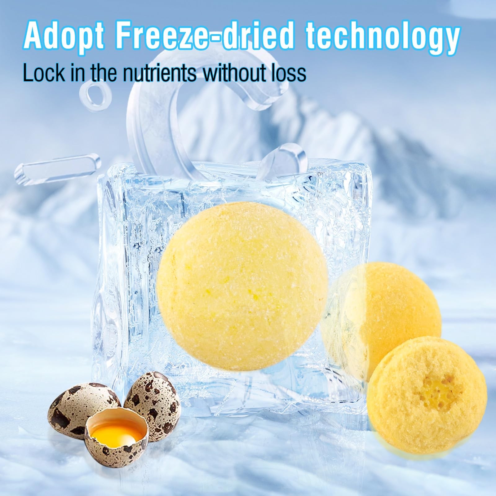 3.52oz/100g Freeze Dried Quail Egg Yolk, Cat and Dog Treats, Single Ingredien…