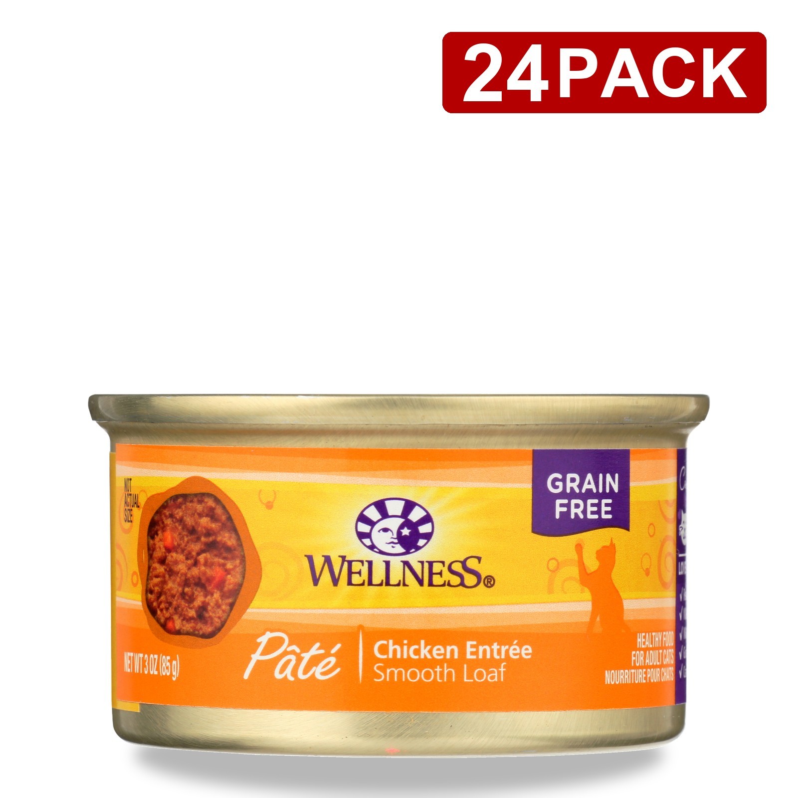Wellness Chicken Entree Smooth Loaf Grain Free Cat Food 3 Oz 24 Pack