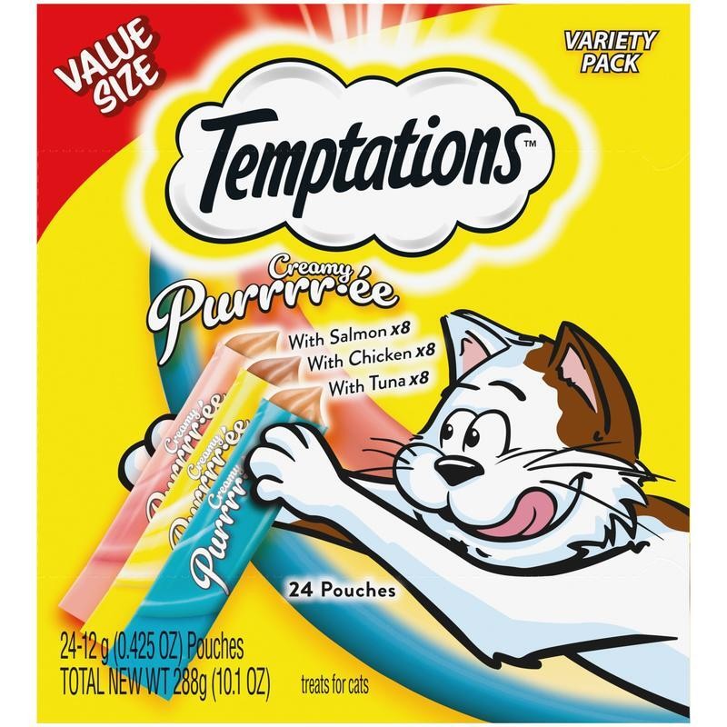 Squeezable Lickable Cat Treats Creamy Puree Chicken Salmon Tuna 24 Pack Pets New