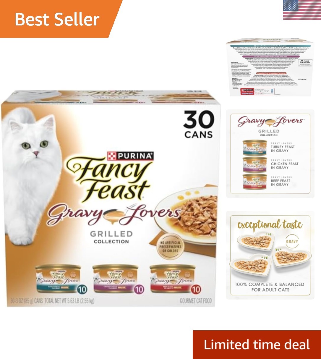 Purina Gravy Lovers Poultry and Beef Grilled Gourmet Wet Cat Food Variety Pac…